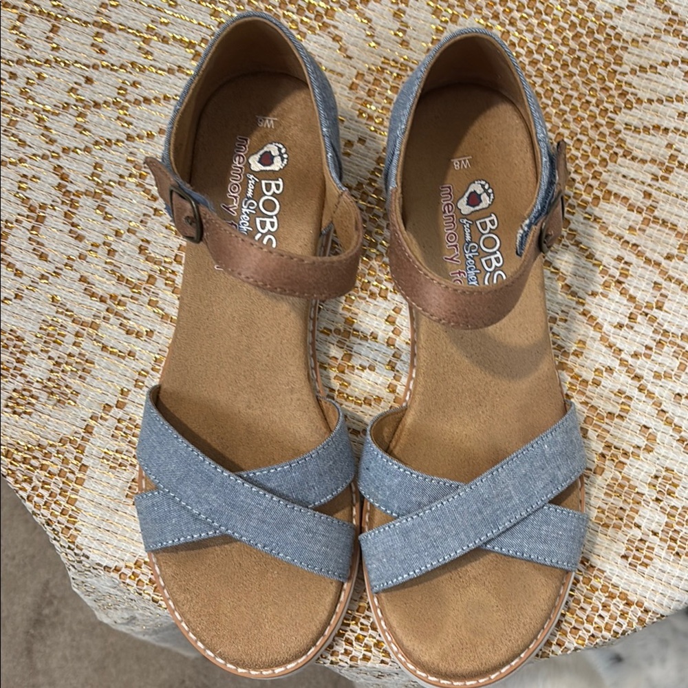 BOBS from Skechers Blue and Brown Sandals